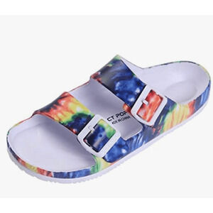 VICT POPU Women Sandals Open Toe Adjustable Double Buckle Arch Support Slides 8